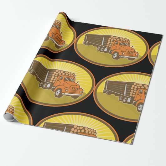 Houttransport vrachtwagen cadeaupapier (Uitgerold)