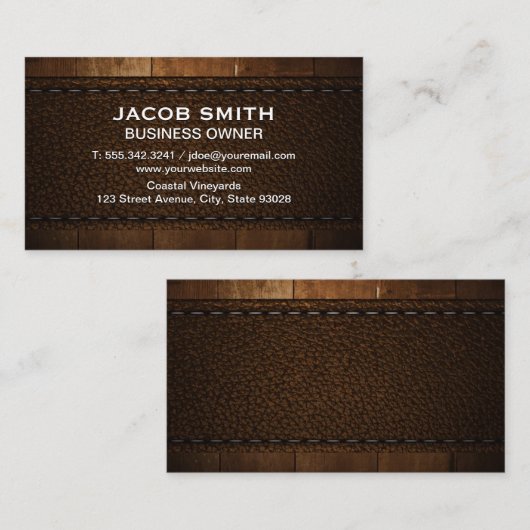 Houttrim | Leder Visitekaartje (Voorkant / Achterkant)