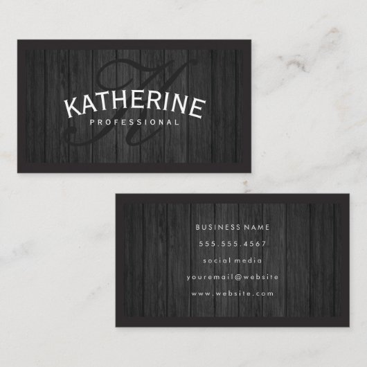 Houttrim | Manuscript Monogram Visitekaartje (Voorkant / Achterkant)