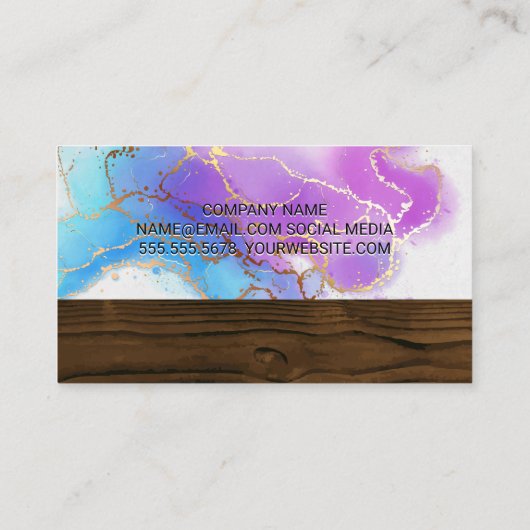 Houttrim | Monogram | Waterverf goudolie Visitekaartje (Achterkant)