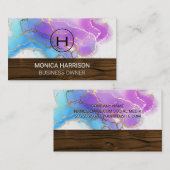 Houttrim | Monogram | Waterverf goudolie Visitekaartje (Voorkant / Achterkant)