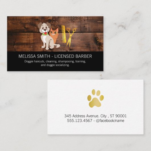 houtversiering | dierenverzorger visitekaartje (Voorkant / Achterkant)