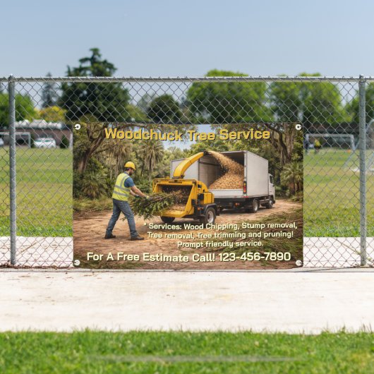 Houtversnipperingsbedrijf in het zuiden omheining spandoek (Insitu)