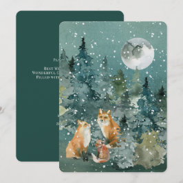 Houtvosfamilie Huisdiernamen Custom Kerstmis Feestdagenkaart