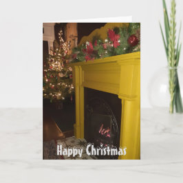 Houtvuur en kerstverlichting, Sheffield. Feestdagen Kaart