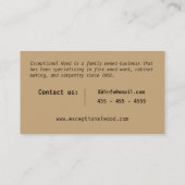 Houtwerk Carpenter Bruin Wavy Hout Inlay Patroon Visitekaartje (Achterkant)