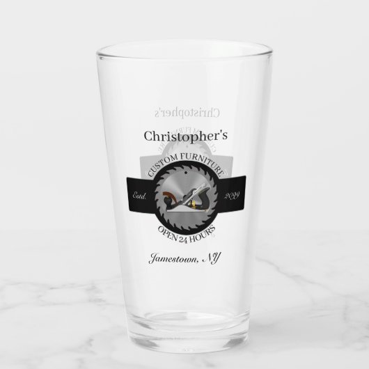 Houtwerk Zag Blade Plane Drinkware Pint Bier Glas (Achterkant)