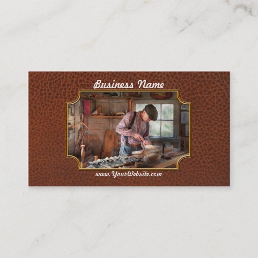 Houtwerker - Carving - Carving a duck Visitekaartje (Voorkant)