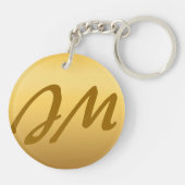 Houtwit Ram Chinees Jaar Zodiac Monogram tweezijdi Sleutelhanger (Achterkant)