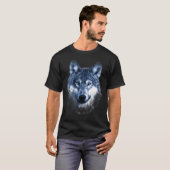 Houtwolf gezicht portret noodlijdende grafische ku t-shirt (Voorkant volledig)