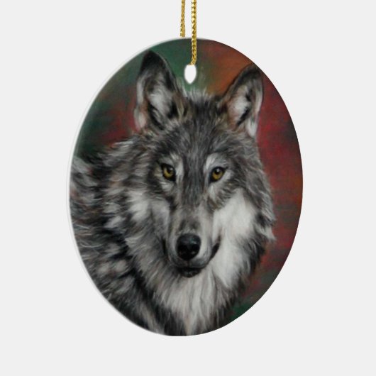 Houtwolf in herfst bossen rust keramisch ornament (Rechts)