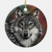 Houtwolf in herfst bossen rust keramisch ornament (Achterkant)