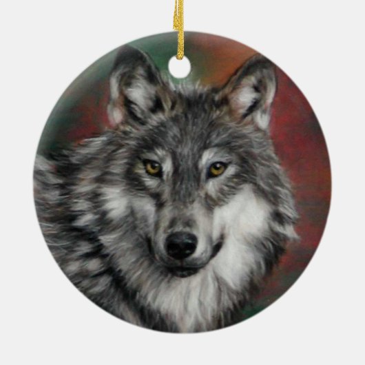 Houtwolf in herfst bossen rust keramisch ornament (Achterkant)