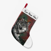 Houtwolf in herfst bossen rust kleine kerstsok (Voorkant (Hangend))