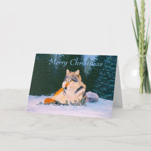 Houtwolf Kerst Blank Kaart