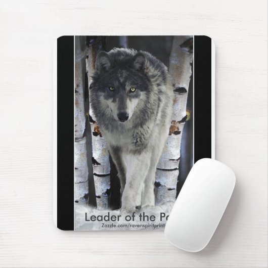 Houtwolf, sneeuw en bomen muismat (Met muis)