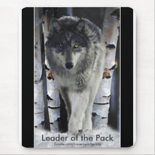 Houtwolf, sneeuw en bomen muismat