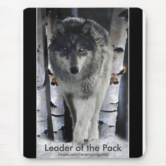 Houtwolf, sneeuw en bomen muismat (Voorkant)