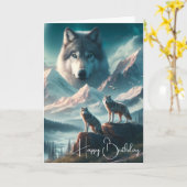 Houtwolven bij zonsopgang Happy Birthday Kaart (Gele Bloem)