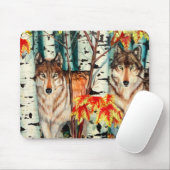 Houtwolven in herfst muismat (Met muis)