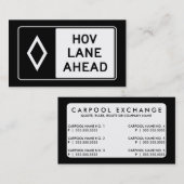 HOV LANE AHEAD-bord Visitekaartje (Voorkant / Achterkant)