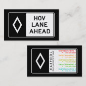 HOV LANE AHEAD: contactkaart voor carpool Contactkaartje (Voorkant / Achterkant)