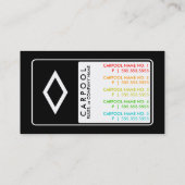 HOV LANE AHEAD: contactkaart voor carpool Contactkaartje (Achterkant)