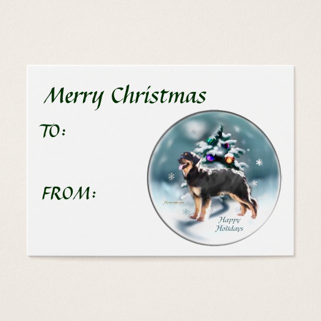 Hovawart Kerstgeschenken Visitekaartjes (Voorkant)