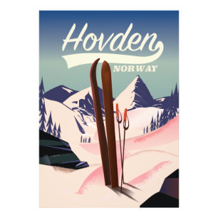 Hovden Noorwegen Ski reisposter. Foto Afdruk