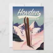 Hovden Noorwegen Ski reisposter. Kaart (Voorkant)
