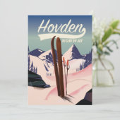 Hovden Noorwegen Ski reisposter. Kaart (Staand voorkant)