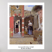 Hoven van een huis in Delft door Pieter de Hooch Poster (Voorkant)
