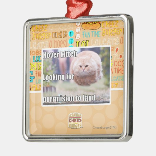 Hover kitteh metalen ornament (Links)