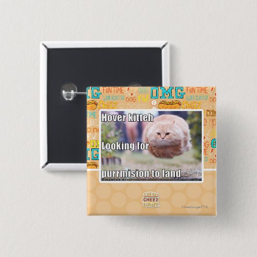 Hover kitteh vierkante button 5,1 cm (Voorkant /achterkant)