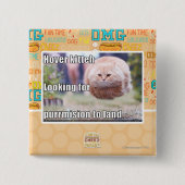 Hover kitteh vierkante button 5,1 cm (Voorkant)