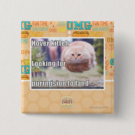 Hover kitteh vierkante button 5,1 cm (Voorkant)