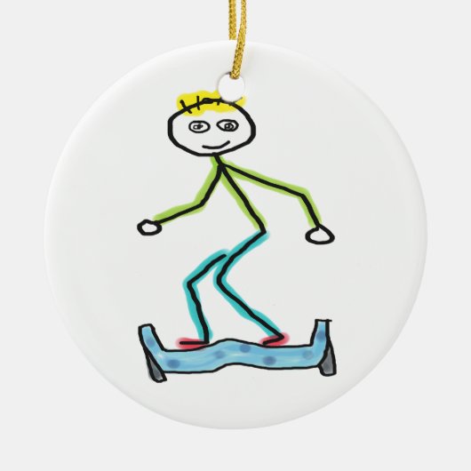 Hoverboard Stickman Keramisch Ornament (Voorkant)