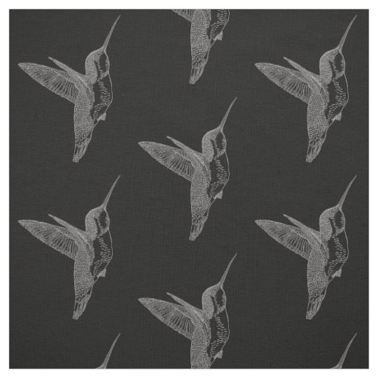 Hoverend - Hummingbird Black Print Stof (Swatch)