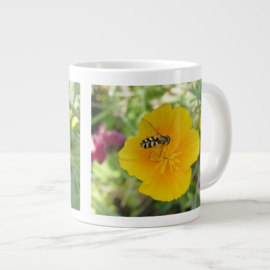 Hoverfly en Californian Poppy-Mok Grote Koffiekop (Voorkant rechts)