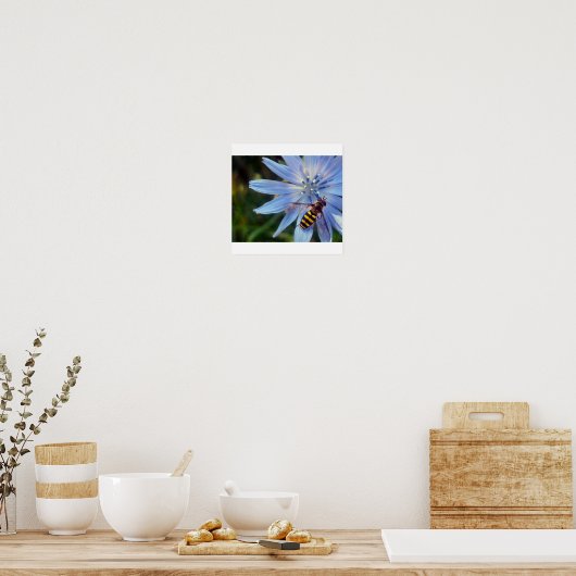 hoverfly on blue poster (Keuken)