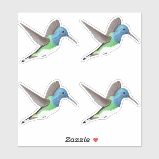Hovering Jacobin Hummingbird - 4x op maat gesneden Sticker (Vel)