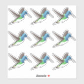 Hovering Jacobin Hummingbird - 9x aangepaste snede Sticker (Vel)