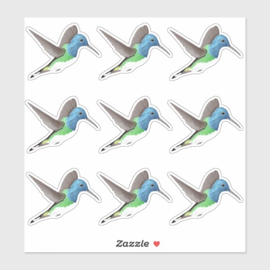 Hovering Jacobin Hummingbird - 9x aangepaste snede Sticker (Vel)