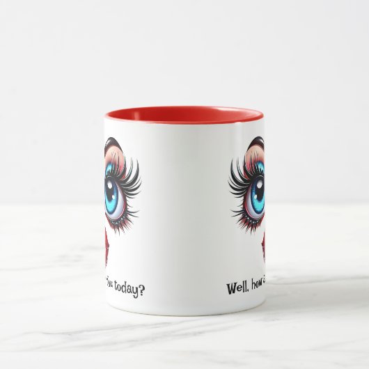 How Are You? Add Name Message, Fabulous Eyes Face Mok (Midden)