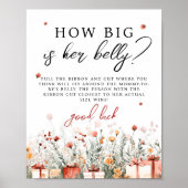 How big is her belly Merry Baby Shower Game sign Poster (Voorkant)