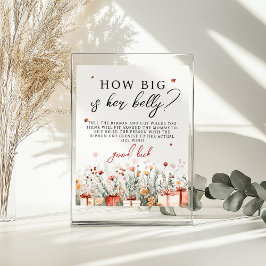 How big is her belly Merry Baby Shower Game sign Poster