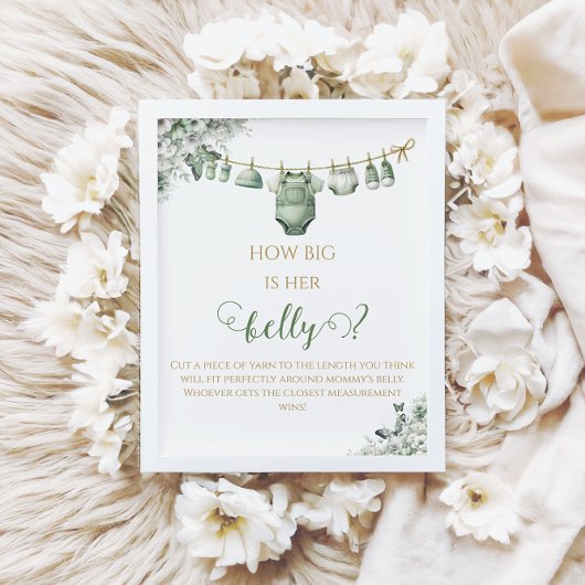 How Big is Her Belly Sage Green Butterfly Game Poster