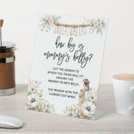 How big is Mommy's Belly Baby Shower Game Reclamebord Met Voetstuk