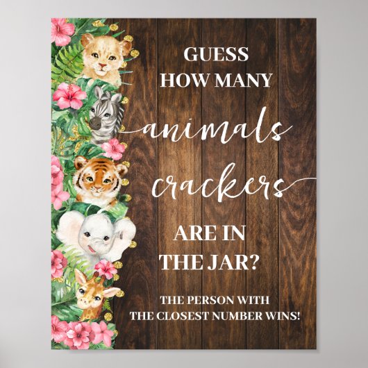 How Many Animal Crackers Pink Safari Shower Game  Poster (Voorkant)