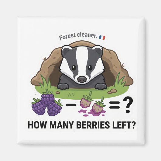 How Many Berries? Badger France Math Subtraction G Magneet (Voorkant)